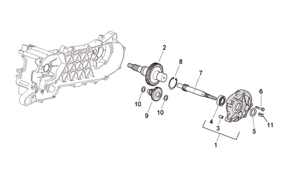Motor Getriebe - Aprilia SR 50ccm 2T LC 2010- ZD4VFD00