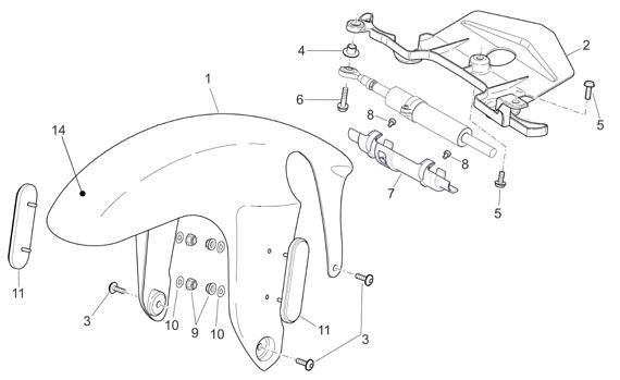 Fahrgestell Kotflügel - Aprilia Tuono 1000ccm 4T LC 2009- ZD4RR1