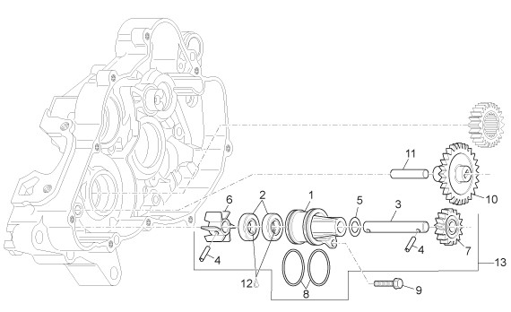 Motor Wasserpumpenritzel - Aprilia SX 125ccm 2T LC 2008- ZD4SXA00