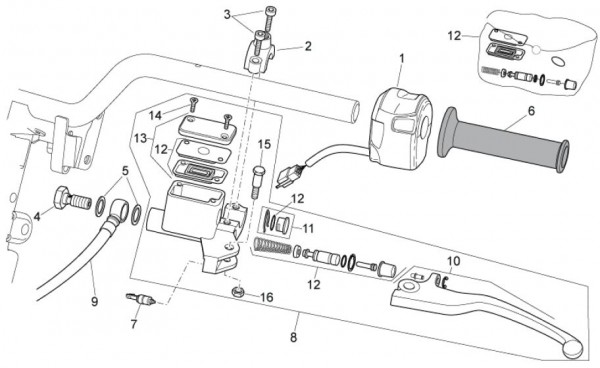 Lenker Schaltungen links Heng Tong - Aprilia SR 50ccm 2T LC 2013- ZD4VFD00