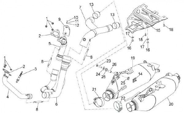 Motor Auspuff - Aprilia Dorsoduro 1200ccm 4T LC 2011- ZD4TV