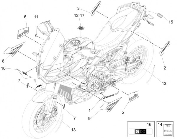 Fahrgestell Dekore - Aprilia Caponord 1200ccm 4T 8V LC 2016- ZD4VKA