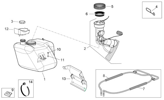 Fahrgestell Benzintank - Aprilia Atlantic 500ccm 4T LC 2008- ZD4VL