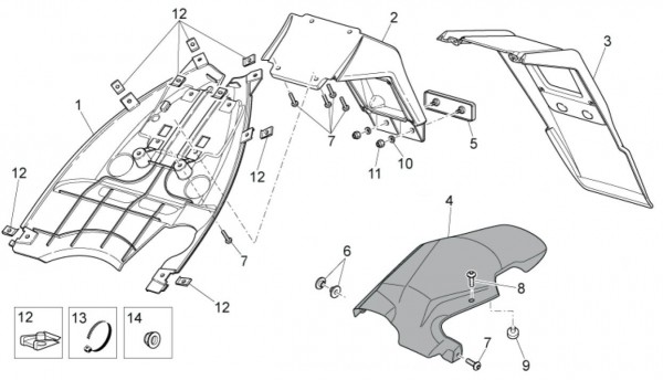 Fahrgestell Kennzeichenträger - Aprilia SR 50ccm 2T LC 2014- ZD4VFD00