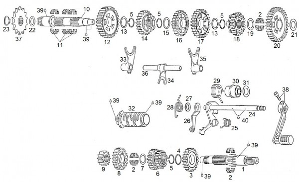 Motor Schaltgetriebe - Aprilia AF1 125ccm 2T LC 1990- ZD4FM