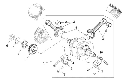 Motor Kurbelwelle - Aprilia Dorsoduro 750ccm 4T LC 2008- ZD4SM000