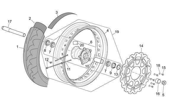 Radaufhängung Vorderrad - Aprilia SXV 550ccm 4T LC 2009- ZD4VSS