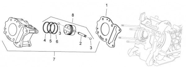 Motor Zylinder - Aprilia Atlantic 125ccm 4T LC 2011- ZD4SPD