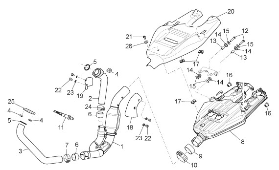 Motor Auspuff - Aprilia Dorsoduro 750ccm 4T LC 2008- ZD4SM000