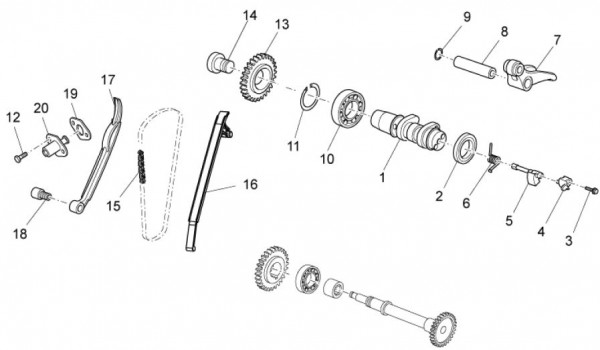 Motor Zylindersteuerung hinten - Aprilia SXV 450ccm 4T LC 2010- ZD4VSU41