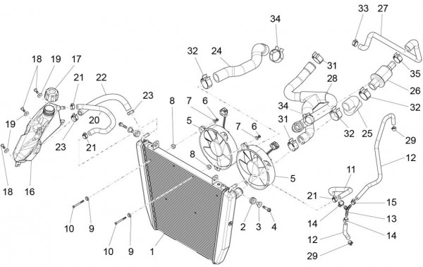Fahrgestell Kühler - Aprilia Caponord 1200ccm 4T 8V LC 2015- ZD4VKA