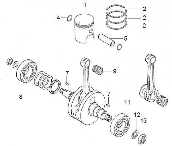 Motor Kurbelwelle - Aprilia Tuareg 125ccm 2T LC 1987-
