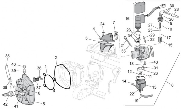 Motor Zylinderkopf - Aprilia SR 50ccm 2T LC 2014- ZD4VFD00