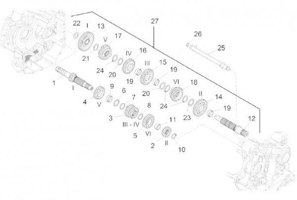 Motor Schaltgetriebe - Aprilia Caponord 1200ccm 4T 8V LC 2013- ZD4VK