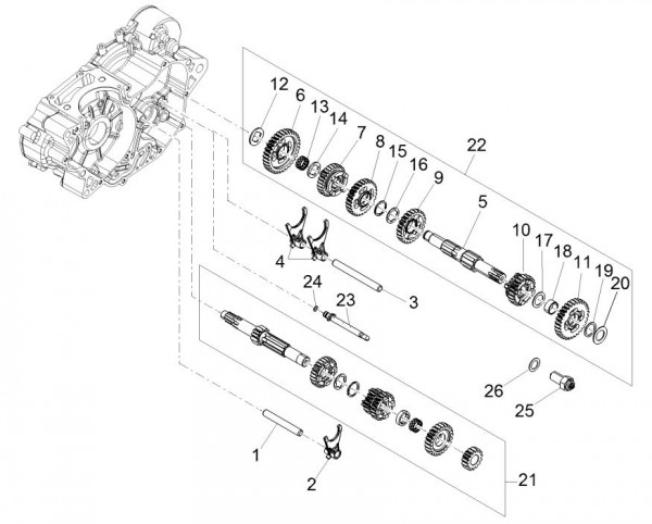 Motor Schaltgetriebe - Aprilia Tuono 125ccm 4T 4V LC 2017- ZD4KCA00