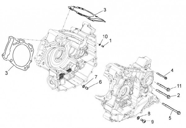 Motor Kurbelgehäuse II - Aprilia Dorsoduro 1200ccm 4T LC 2010- ZD4TV