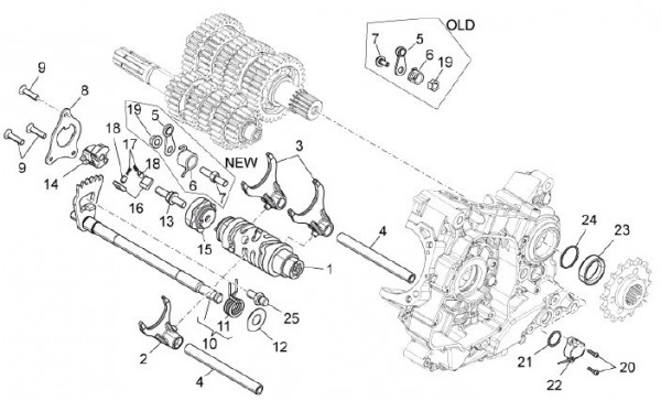 Motor Schaltgabel - Aprilia Dorsoduro 1200ccm 4T LC 2011- ZD4TV