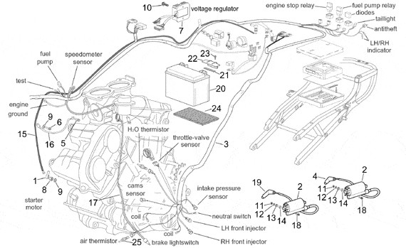 Elektrische Anlage elektrische Anlage II - Aprilia Tuono 1000ccm 4T LC 2007- ZD4RPB