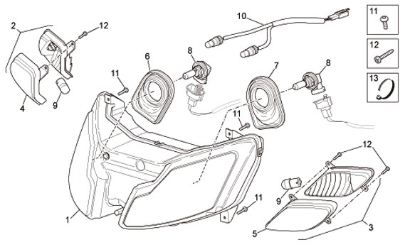 Elektrische Anlage Scheinwerfer - Aprilia SR 50ccm 2T LC 2010- ZD4VFD00