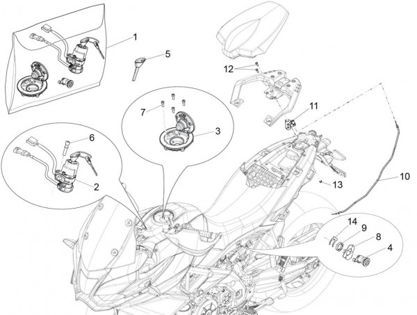 Elektrische Anlage Schloßsatz - Aprilia Caponord Rally 1200ccm 4T 8V LC 2015- ZD4VKB003
