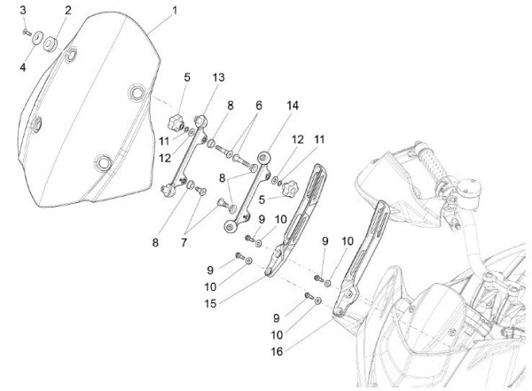 Fahrgestell Wetterschutzscheibe - Aprilia Caponord 1200ccm 4T 8V LC 2013- ZD4VK