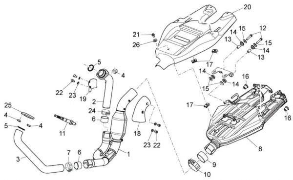 Motor Auspuff - Aprilia Dorsoduro 750ccm 4T LC 2010- ZD4SMA00