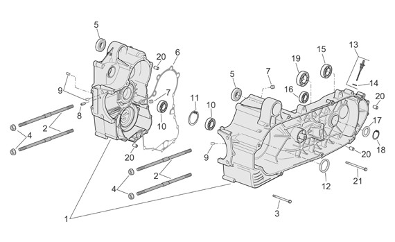 Motor Kurbelgehäuse - Aprilia Atlantic 500ccm 4T LC 2010- ZD4VL