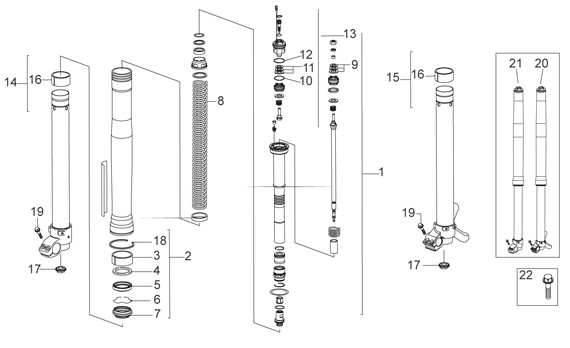 Radaufhängung Vorderradgabel - Aprilia SXV 450ccm 4T LC 2006- ZD4VSR