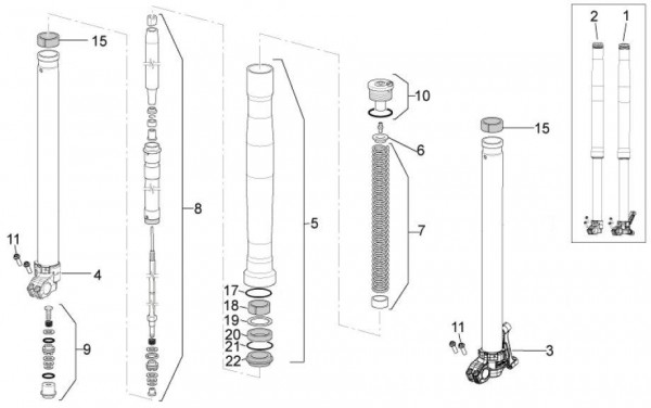 Radaufhängung Vorderradgabel Marzocchi - Aprilia SXV 450ccm 4T LC 2010- ZD4VSU41