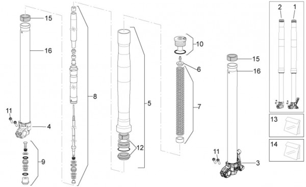 Radaufhängung Vorderradgabel - Aprilia SXV 550ccm 4T LC 2007- ZD4VSS