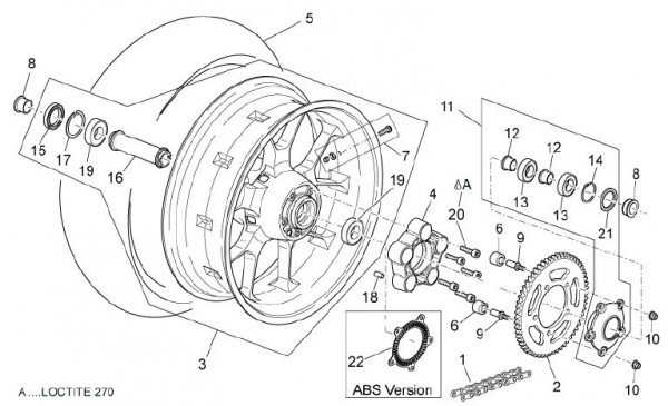 Radaufhängung Hinterrad - Aprilia Dorsoduro 1200ccm 4T LC 2010- ZD4TV