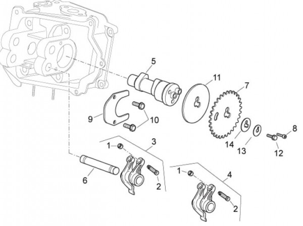 Motor Schwinghebelhalterung - Aprilia Atlantic 125ccm 4T LC 2011- ZD4SPD