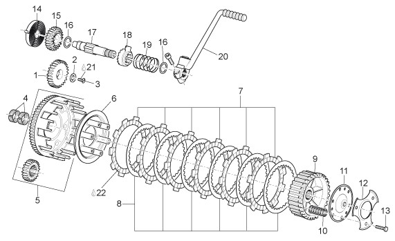 Motor Kupplung - Aprilia SX 125ccm 2T LC 2008- ZD4SXA00