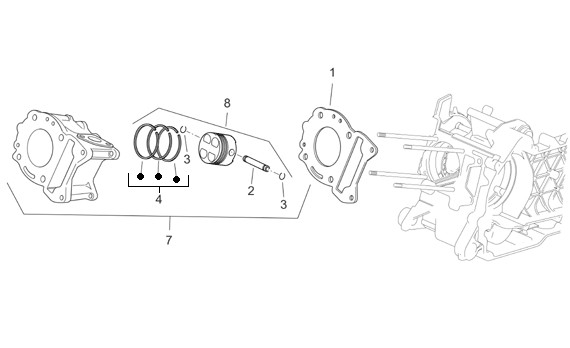 Motor Zylinder - Aprilia Atlantic 250ccm 4T LC 2007- ZD4SPE