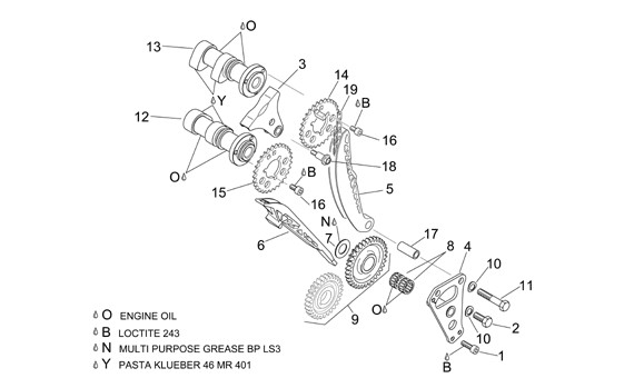 Motor Zylindersteuerung vorn - Aprilia Tuono 1000ccm 4T LC 2009- ZD4RR1