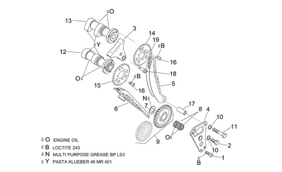 Motor Zylindersteuerung vorn - Aprilia Tuono 1000ccm 4T LC 2009- ZD4RR1