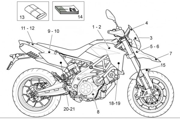 Fahrgestell Dekore - Aprilia Dorsoduro 750ccm 4T LC 2013- ZD4SMA00