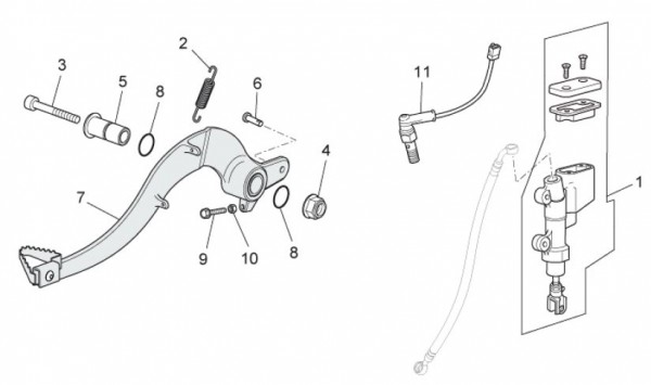 Bowdenzüge Fußbremspedal - Aprilia SX 125ccm 2T LC 2011- ZD4SXA00