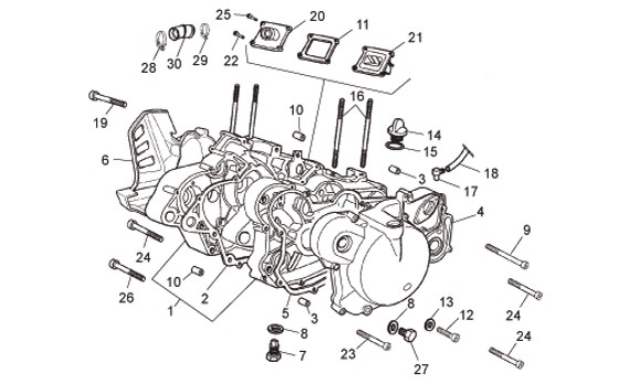 Motor Kurbelgehäuse - Aprilia SX 50ccm 2T LC 2007- ZD4PV