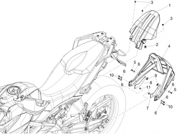 Fahrgestell Kotflügel hinten - Aprilia Caponord 1200ccm 4T 8V LC 2016- ZD4VKA01