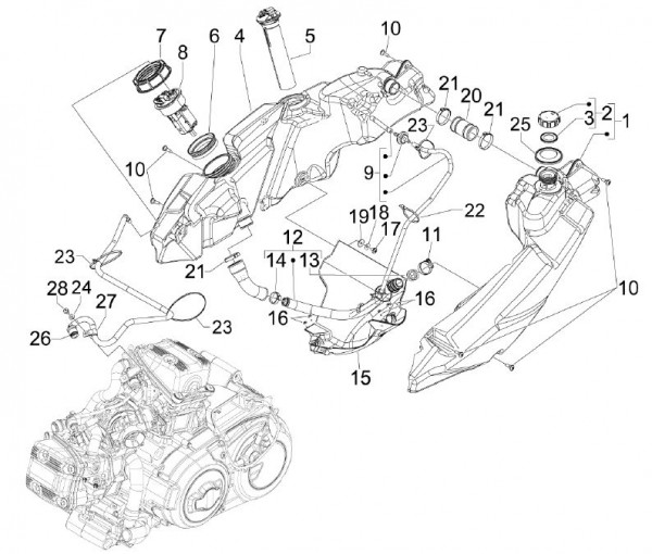 Fahrgestell Benzintank - Aprilia SRV 850ccm 4T 8V LC 2012- ZAPM55103